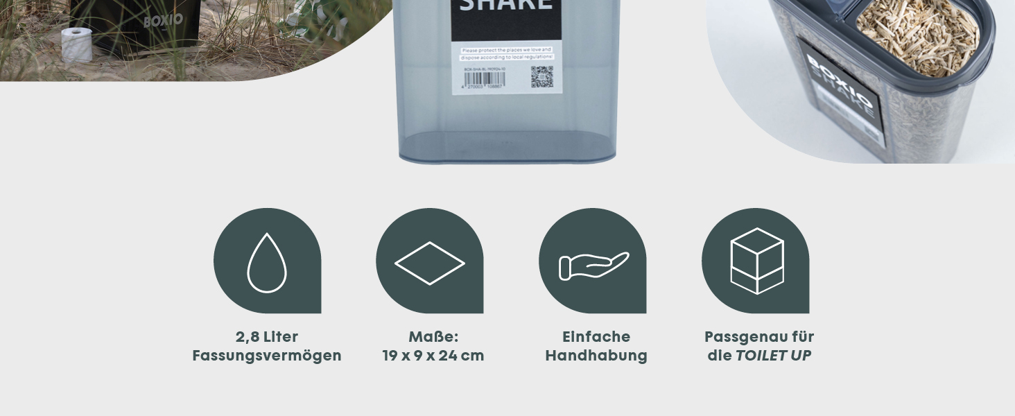 BOXIO - SHAKE: Набір з 3 контейнерів для зберігання продуктів, корму для собак та борошна. Легка організація та ідеальний для сипучих матеріалів, включаючи туалети для тварин