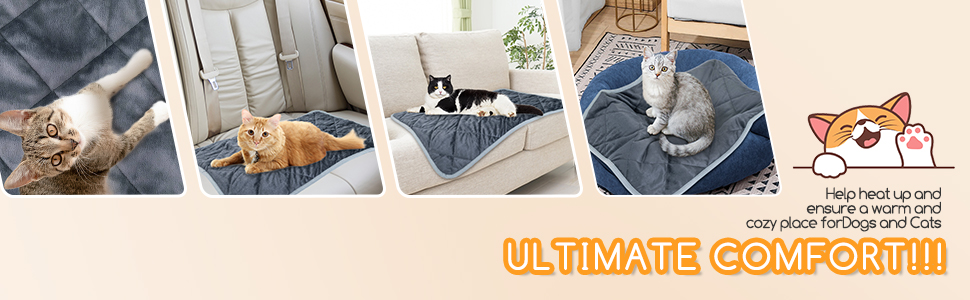 Самогріюча ковдра для котів та собак Nobleza, тепла підстилка, ковдра для собак, термоковдра, що переться