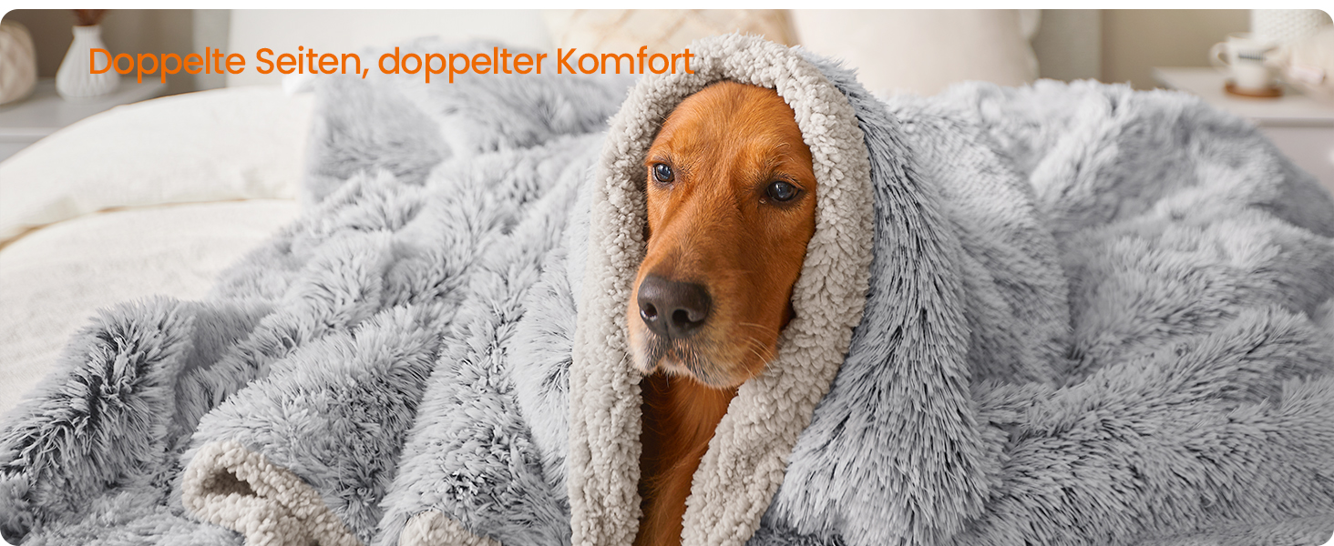 Водонепроникний килимок для собак Feandrea з довгим плюшем, XXXL (229 x 203 см), Sherpa, двосторонній, для собак, людей, котів