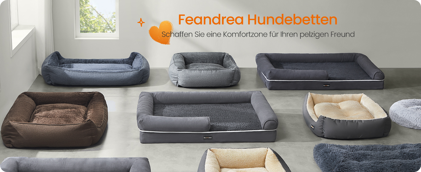 Ортопедичне ліжко для собак Feandrea, м'яке, з піднятими бортиками, знімний чохол, 112 x 86 x 18 см, антиковзаюча підставка, темно-сірий