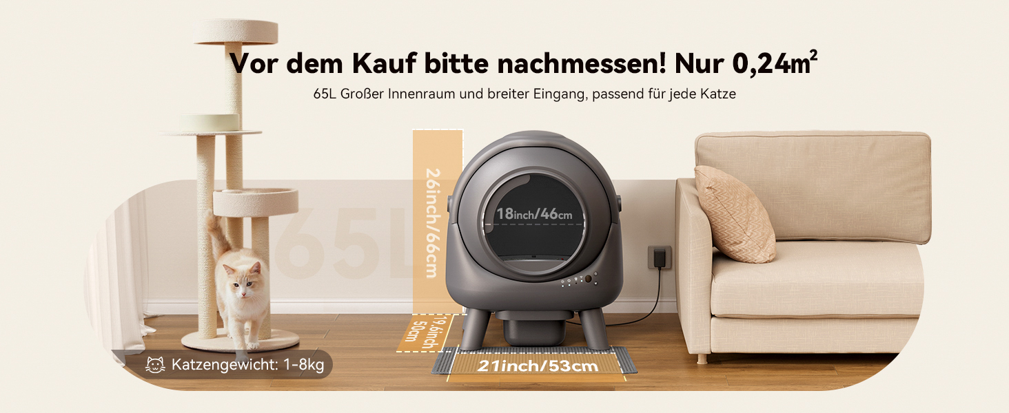 Автоматичний лоток для котів Katzenklo FEELNEEDY 65L з APP-керуванням, сенсорами безпеки та контролем запаху