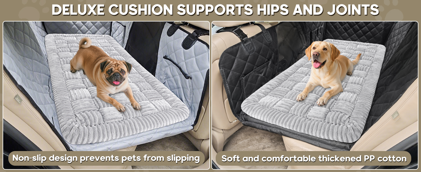 Килимок для собак у машину Loiion, захист заднього сидіння, антиковзаючий, легко миється, 127x62.5 см, сірий