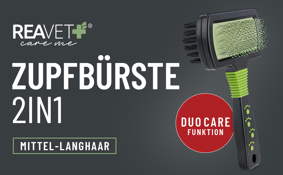 Щітка для собак та котів ReaVET, з функцією вичісування, для довгошерстих порід, велика (L), 2-в-1