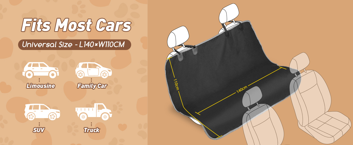 Чохли на сидіння для собак Nobleza: водонепроникні, зносостійкі, універсальні, чорні, 140x110 см