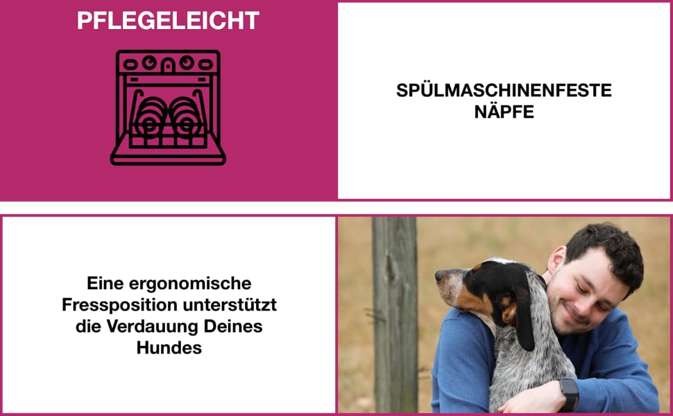 PETGARD Станція годування для собак з нержавіючої сталі - набір мисок - годівниця для собак Преміум класу - 61 x 35 x 28 см - об'єм 2 x 1500 мл