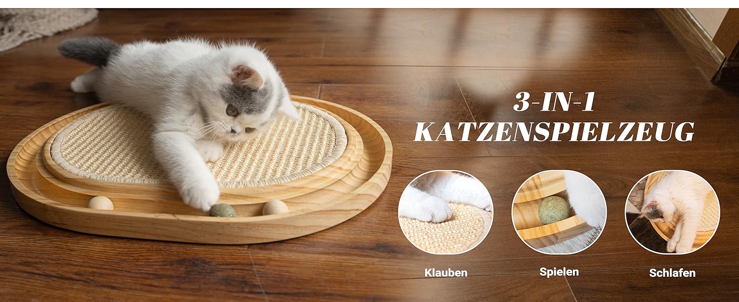 CheerPals Кігтеточка для котів 2-в-1 з натурального сизалю та м'яти, з масивного ясеня, 43x33x3 см