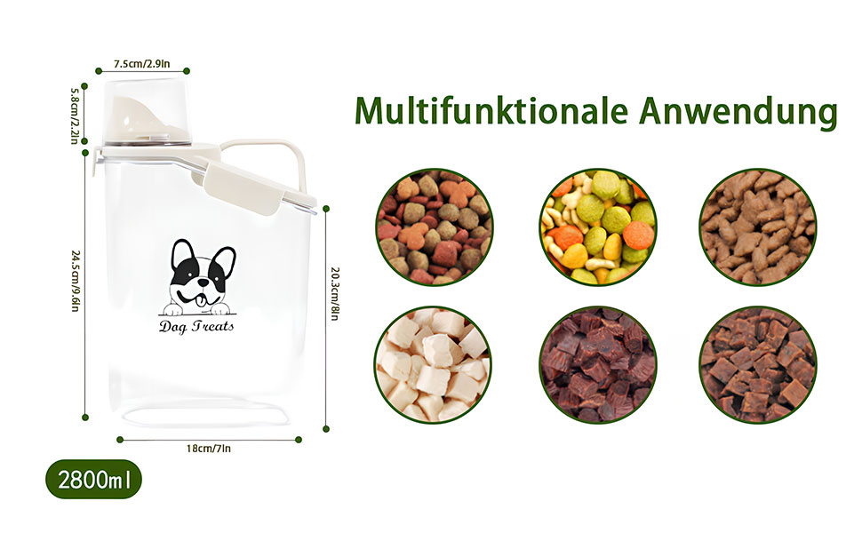 Контейнер для корму для собак 2.8L, герметичний, з BPA-вільного пластику, прозорий, зелений (1391-Dog)