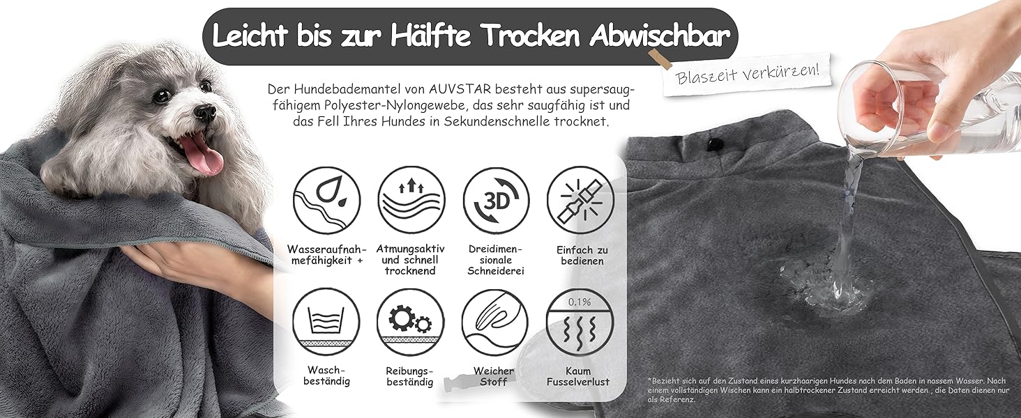 Рушник для собак Auvstar з бавовни, великий, вбираючий, м'який, для грумінгу