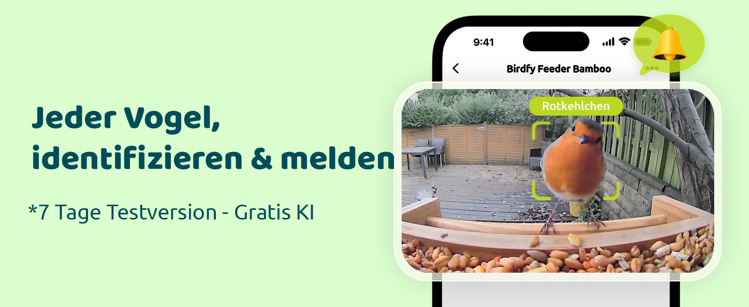 Пташина годівниця з камерою NETVUE Birdfy, Wi-Fi, нічне бачення, сонячна батарея, бамбук, автоматичний відеозапис відвідування птахів