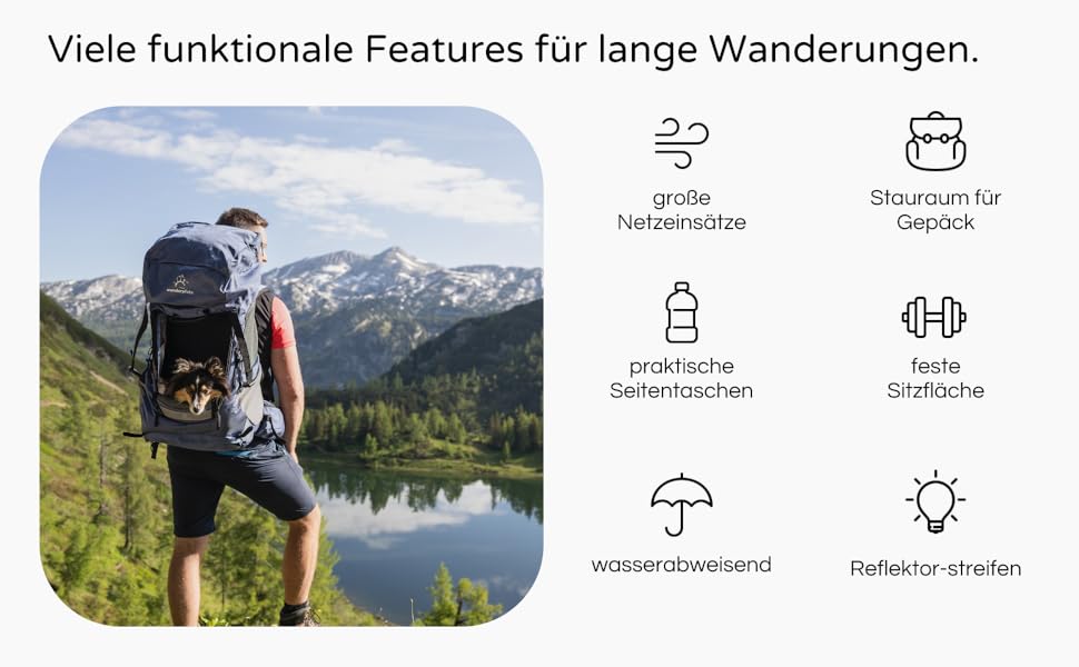 Hunderucksack Wanderpfote Trekking Light S, 8 кг, блакитний - переноска для собак та котів