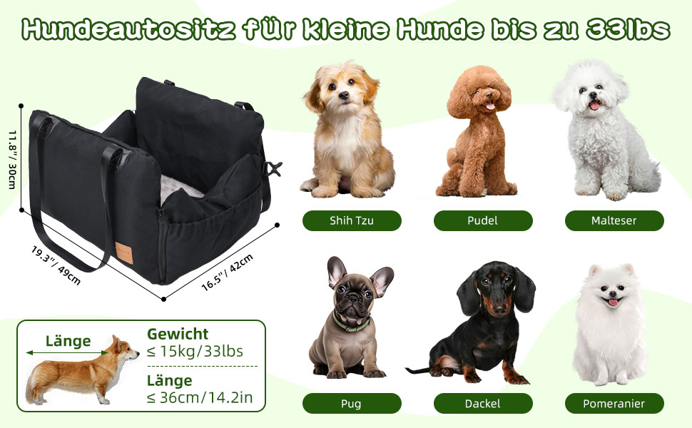 Автомобільний лежак для собак, знімний Airbag, сірий, водонепроникний, для собак до 15 кг, технічна тканина