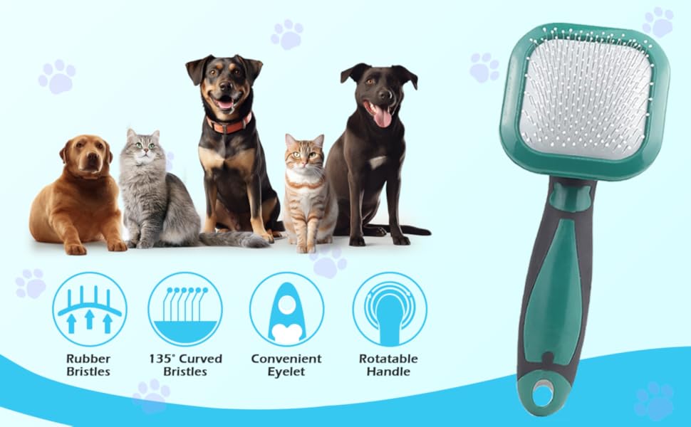 Щітка для собак і котів Zupfbürste: м'яке очищення, для боротьби з випаданням шерсті, підходить для цуценят, Yorkie, Пуделів, кроликів, котів, зелена
