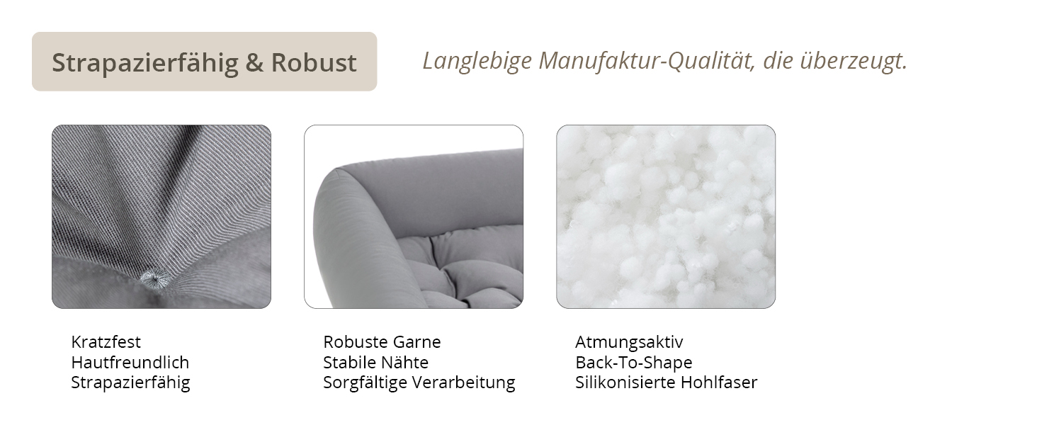 Ортопедичне ліжко для собак середніх порід - Pointer, знімний матрац, миється до 95°C, стійке до подряпин та укусів, Made in Germany (L - 80x70 см, світло-сірий)