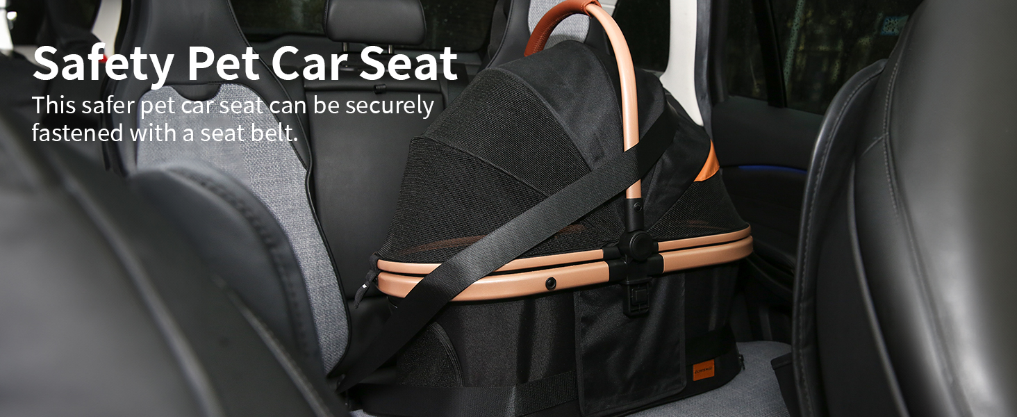 Візок для собак та котів EchoSmile 20 кг, 4-в-1, чорний: складаний, з колесами 360°, сітчастими вікнами