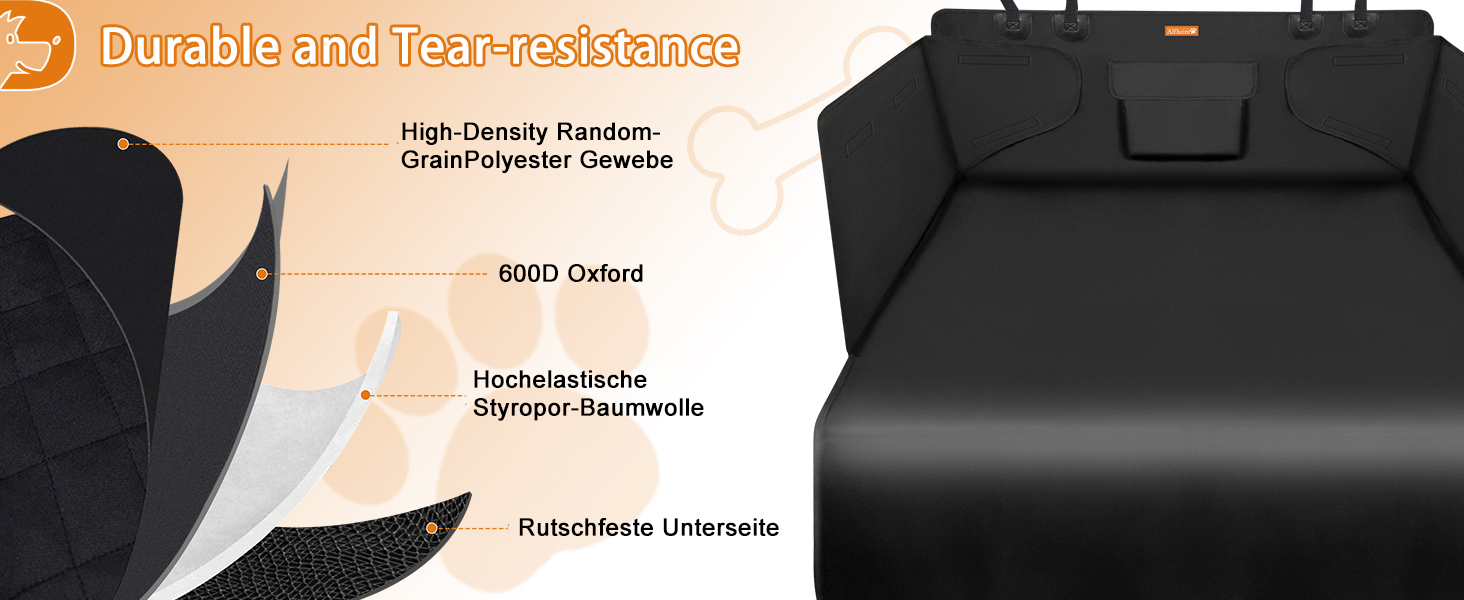 Захист для багажника автомобіля Alfheim для собак - водовідштовхувальний та легкий у догляді - універсальний. Чорна килимок для багажника з захистом краю завантаження (Чорний)