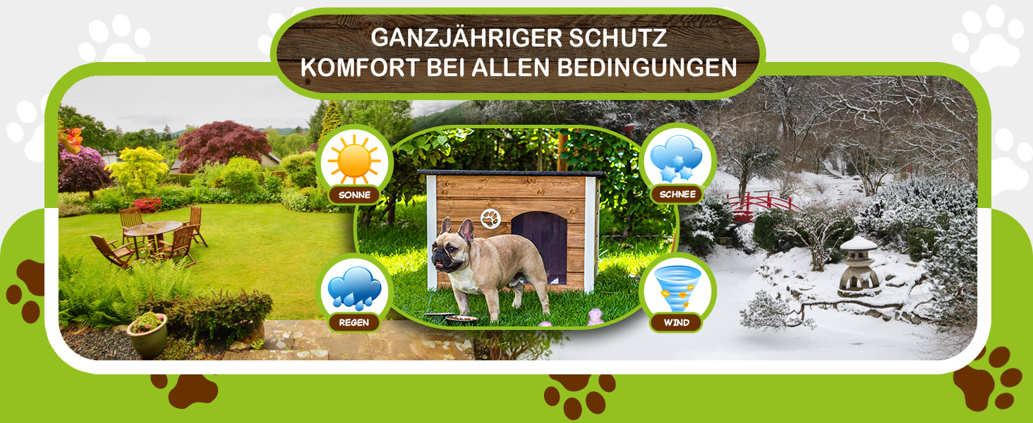 Будка для собак середніх порід Outentin - тепла, зимостійка, сірого кольору, 76x60x60 см