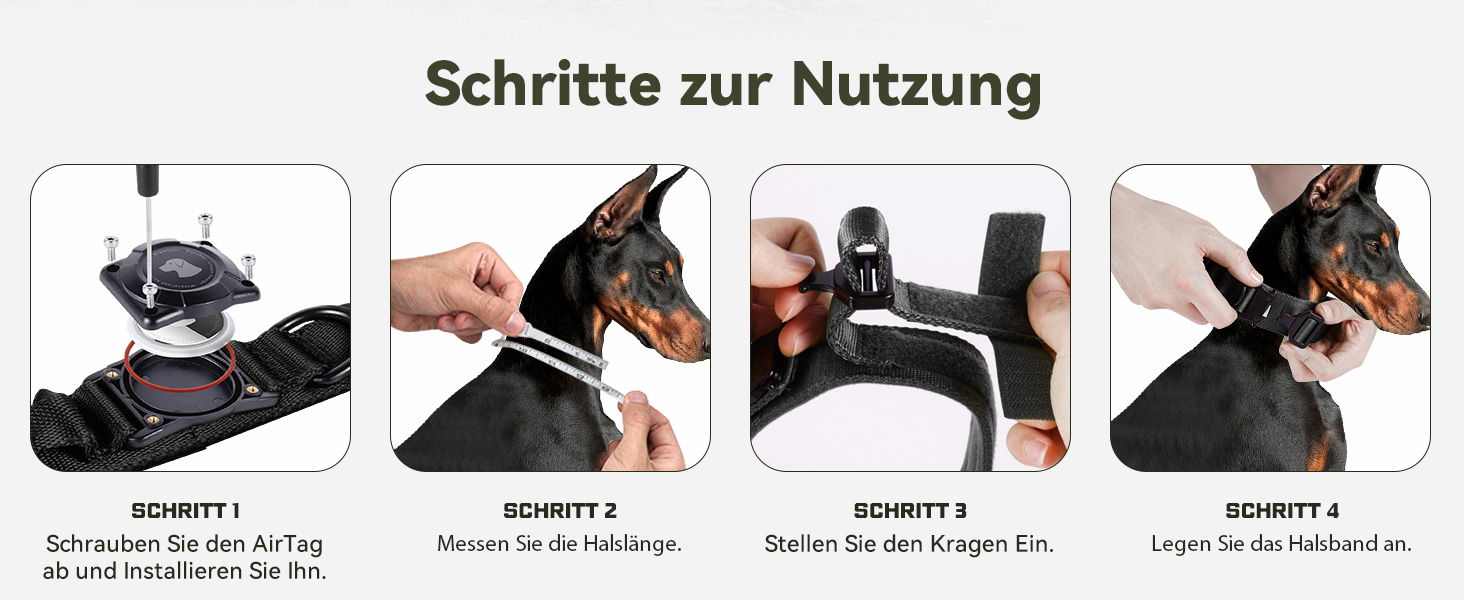Тактичне собаче нашийник DE JIARUI з ручкою, водонепроникний Airtag нашийник для собак, товстий регульований нашийник для собак з м'якою підкладкою, металева застібка для собак середніх та великих порід (зелений, M(15'-19')) Зелений L(18'-23')