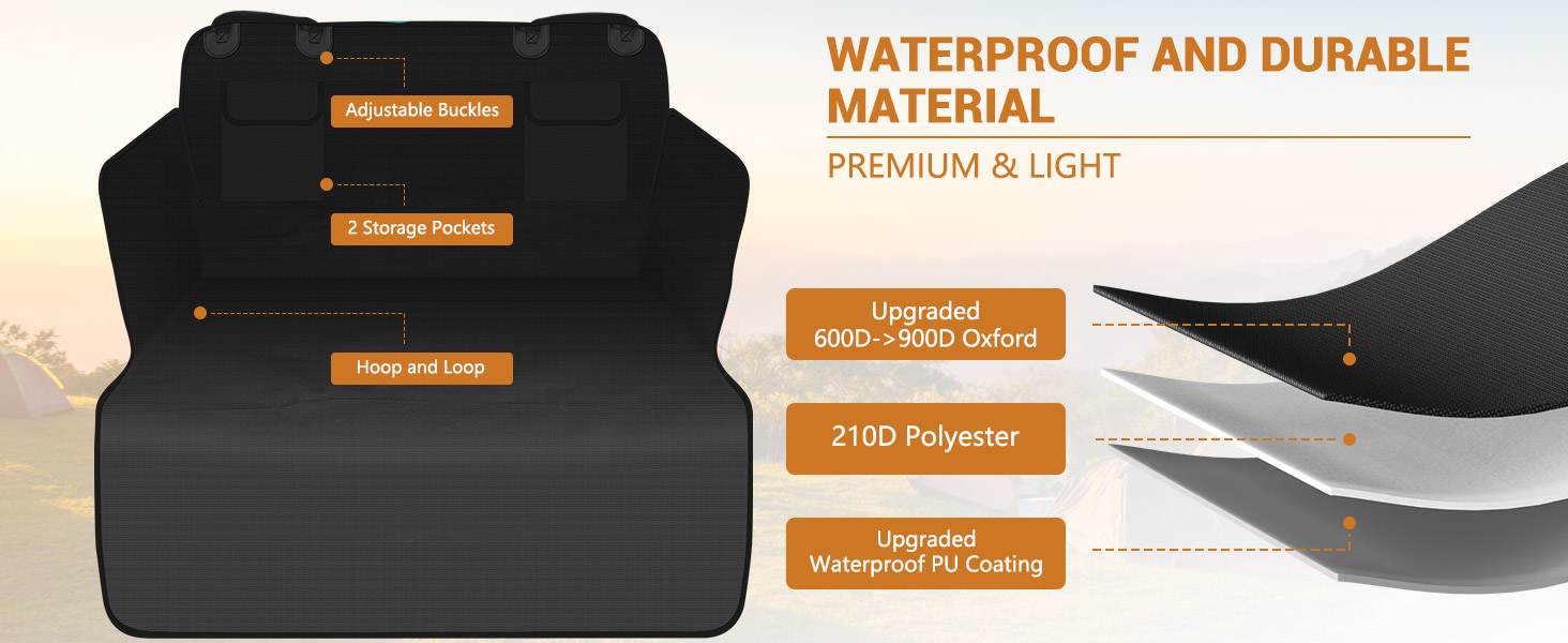 Захист для багажника автомобіля від бруду та подряпин для собак, універсальний, 185x102 см, 600D, водонепроникний, чорний