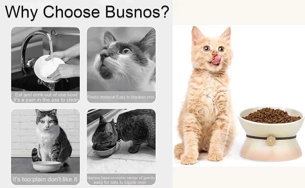 Підвищена годівниця для котів та собак Busnos, керамічна миска для води та їжі, жовта, 15.5x15.5x11 см