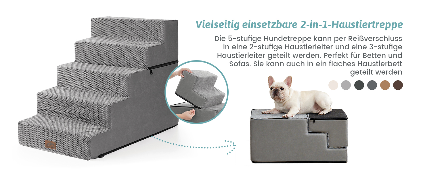 Сходинка для собак COZY KISS, для маленьких собак і котів, з нековзким покриттям, з щільного піноматеріалу, для ліжка, дивану, авто (Чорний & Білий, 7x0x60cm)