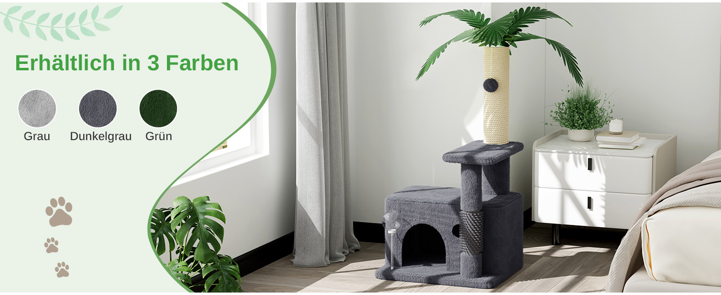 Котячий комплекс Kratzbaum 90 см: кігтеточка, будиночок та іграшки (темно-сірий)