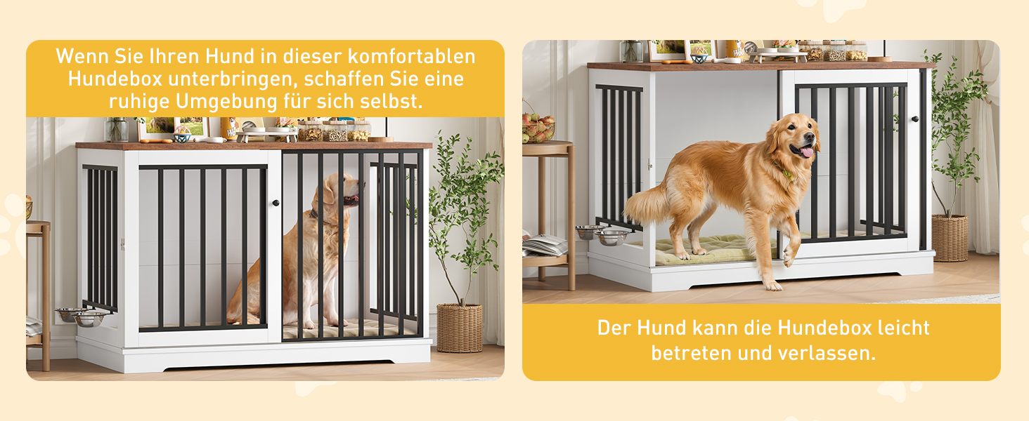 Клітка для собак FirFurd 120см: металева та дерев'яна, XXL, для дому, 120 x 90 x 60 см, коричнево-біла