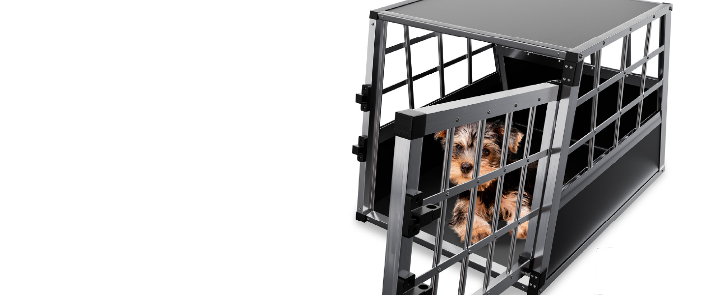 Транспортна переноска для собак Juskys Alu M - алюмінієва переноска для собак, 69x54x51 см, міцна та легка у догляді