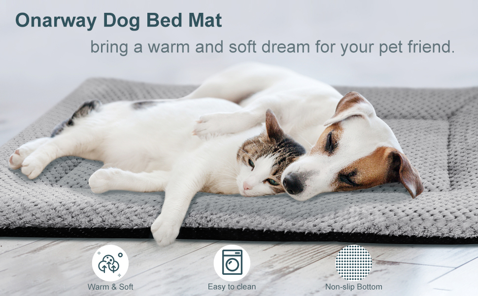 Килимок-ліжко для собак Onarway, середній, миючий, пухнастий, 76 x 54 см, для котів, цуценят, середніх тварин, сірий (76 x 54 x 5 см)