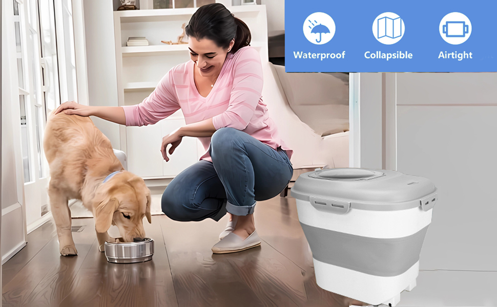 Контейнер для корму для собак та котів, 12-15 кг, з герметичним закриттям та кришкою-відкидним механізмом, на колесах