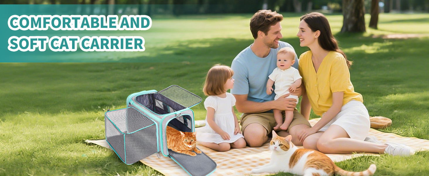 Транспортна переноска для кота Transportbox Katze, складана, розширювана, м'яка переноска для безпеки та комфорту, водонепроникна сумка-переноска для котів до 6.8 кг