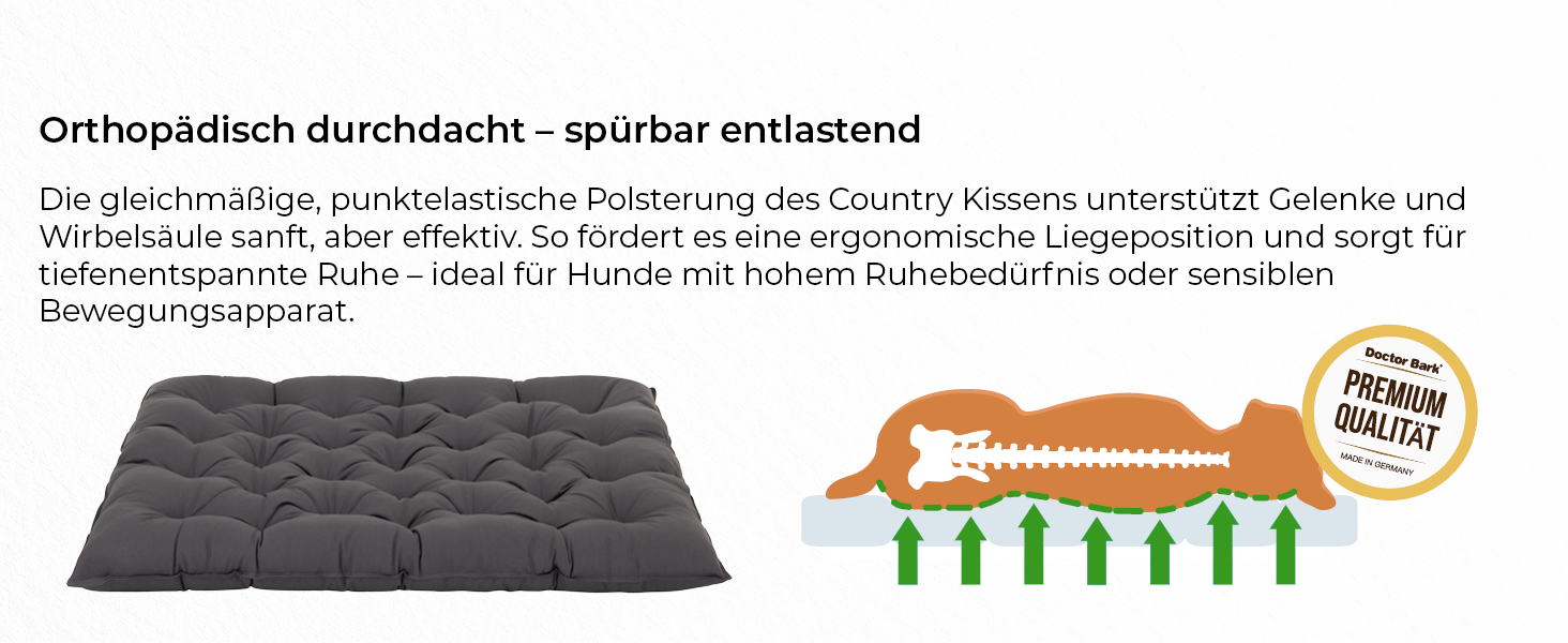 Ортопедичне собаче ліжко Doctor Bark Urban - для середніх собак, 70x50 см, сірий колір, Made in Germany. Можна прати до 95°C, міцне, для дому та вулиці.