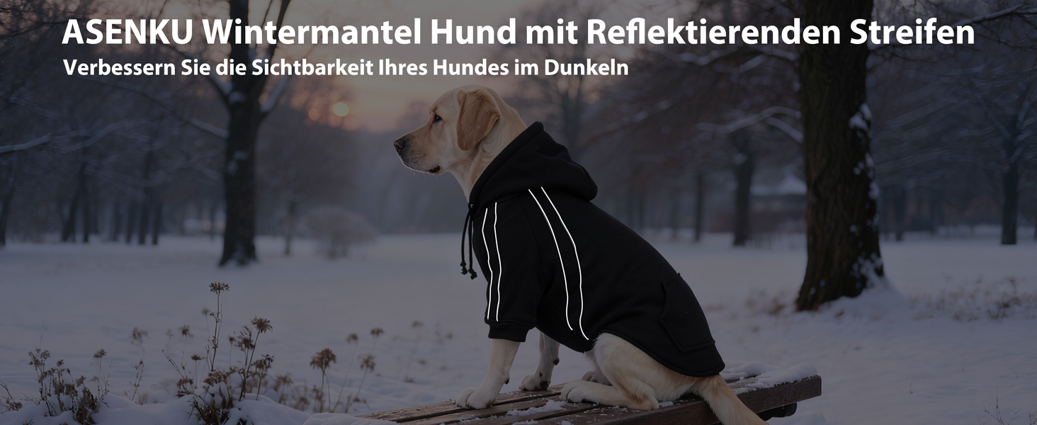 Теплий зимовий пуловер для собак ASENKU з флісу з відбиваючими смугами для маленьких собак XS, толстовка для собак з капюшоном та кишенями, куртка для собак з отвором для шлейки, м'яка та дихаюча зимова одяг для собак XS чорного кольору