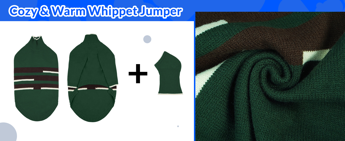 Зимний пуловер для породистих собак (Грейхаунд, Лурчер) - теплий, м'який, армійного кольору (M)