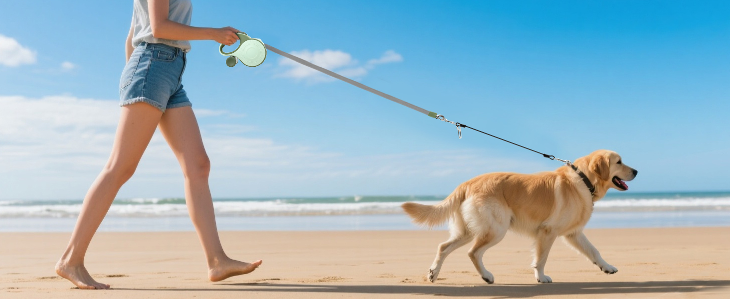 Рулетка для собак BMaobbo 8м, міцна сталева лебідка, тримач для відходів, антизаплутування, швидке гальмування, для собак до 50кг, для тренувань, лісу, пляжу