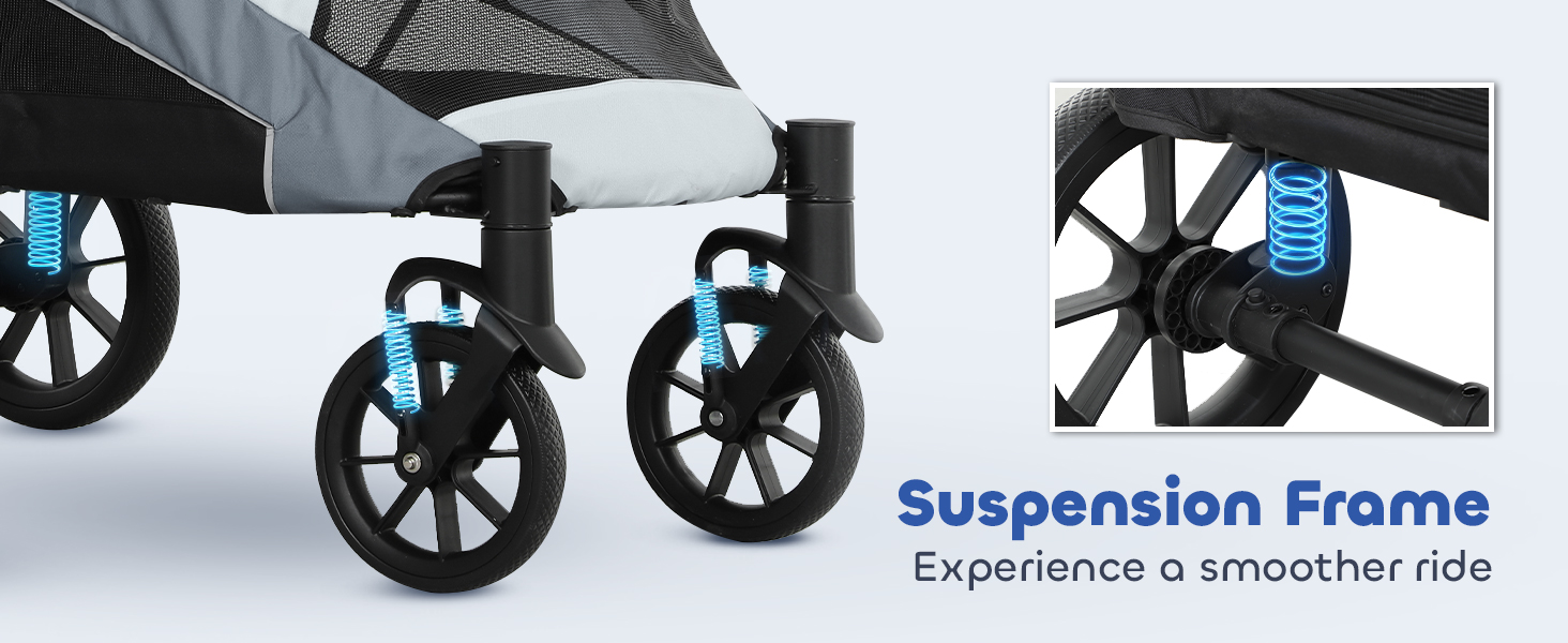 PawHut Візок для собак та котів, розкладний, до 30 кг, з подушкою, сіткою, гальмівною системою (Сірий)