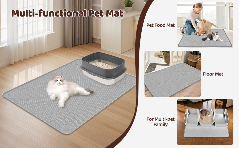 Килимок для котячого туалету Bartuke Katzenklo Matte, 101 x 71 см, силіконовий, сірий