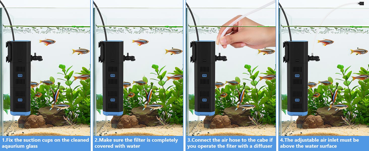 Акваріумний фільтр Fishkeeper 1000 л/год, 16W, для акваріумів 120-300 л, 4-в-1 (фільтр, аератор, помпа, губка)