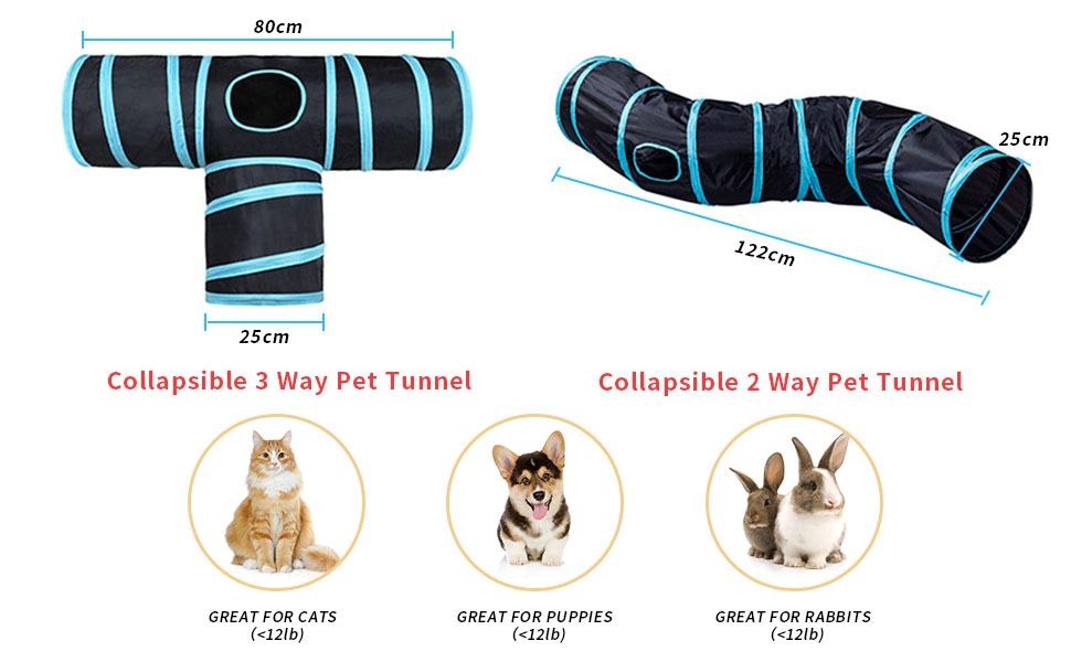 Туннель для котів Katze Spielzeug - іграшка-тунель для кошенят, цуценят та кроликів. Чорний, складаний.