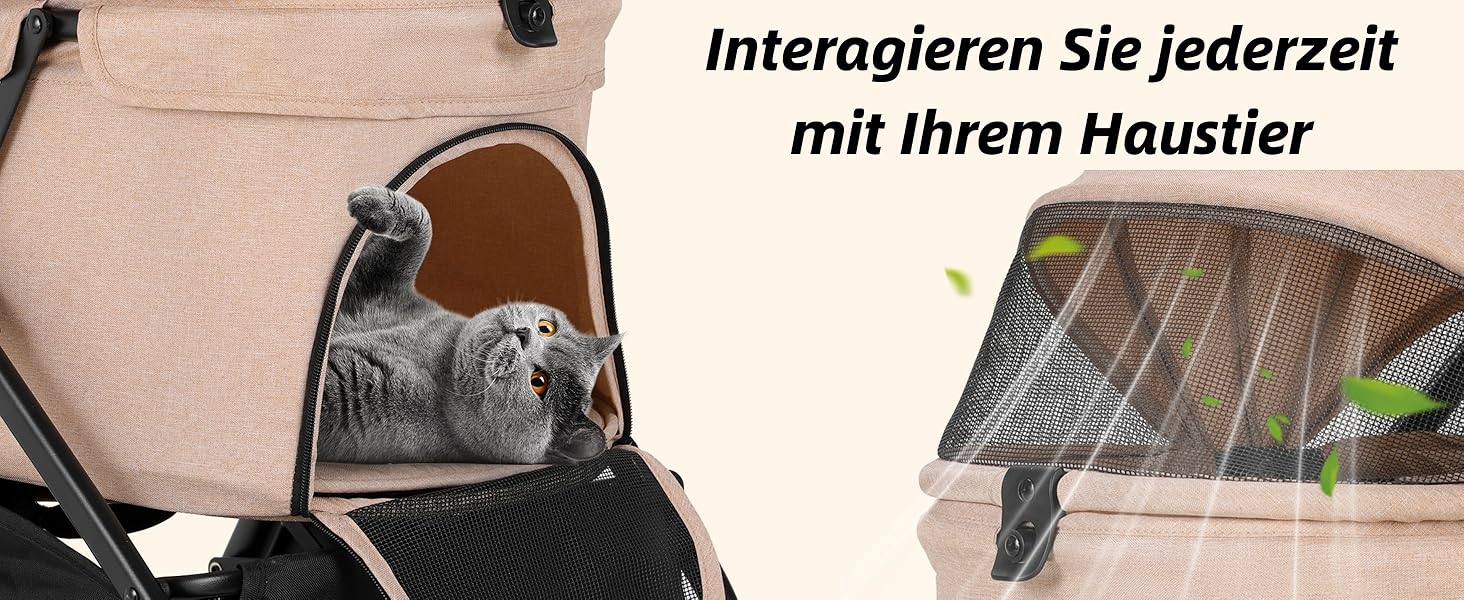 Візок для собак та котів MAMIZO, складаний, до 20 кг, рожевий