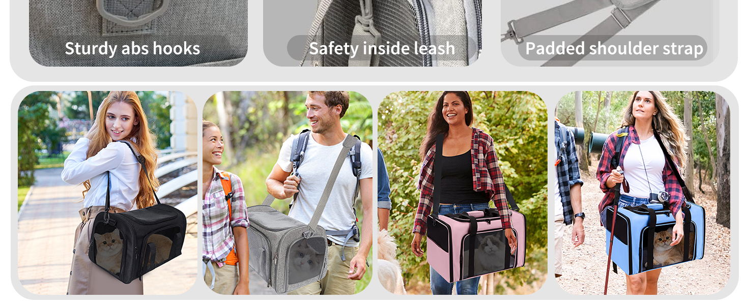 Транспортна сумка для кота/собаки PETCUTE, чорна, L, з підкладкою та плечовим ременем