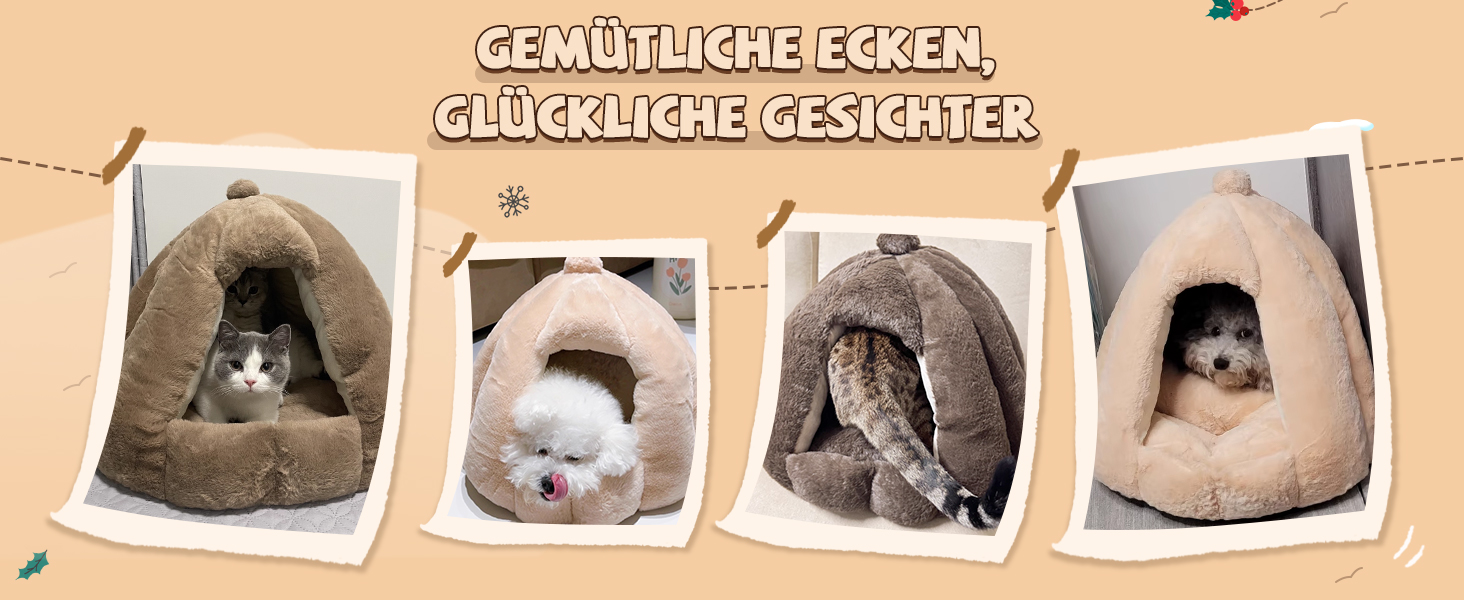 Кішка/Песик Іглу Будинок-Гніздо ALLSOPETS з Знімним Матрацом, Теплий та М'який Дім для Собак та Кішок (Сніжно-Білий, L)