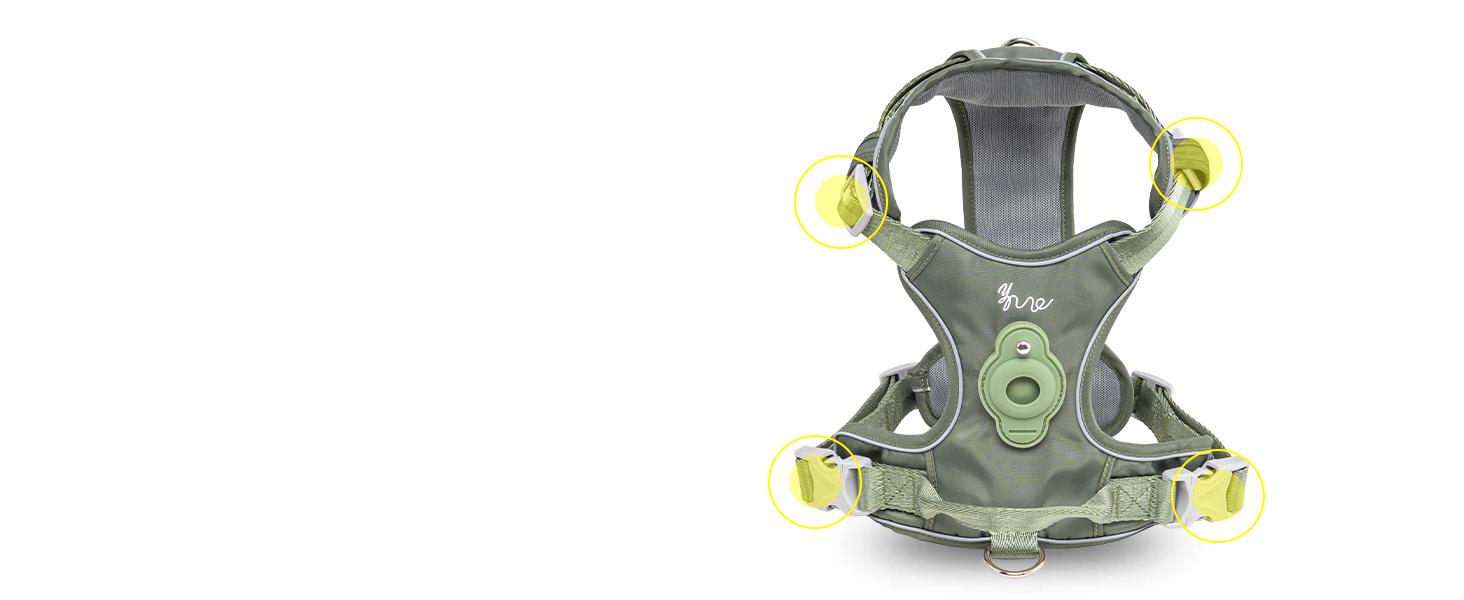 Шлейка для собак TSPRO з тримачем AirTag, регульована нагрудна стрічка для маленьких собак, з зручною ручкою, міцна та світловідбиваюча для прогулянок, бігу, тренувань (Зелена, розмір 2) Розмір 2 (обхват шиї 28.5-42 см, обхват грудей 42-53 см) Зелений