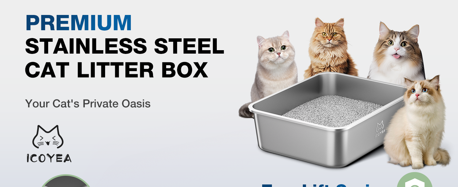 Котлочистка для котів ValuePro, нержавіюча сталь, XXL, 45x35x15 см, безперешкодна, антипригарне покриття, без запаху, легко мити