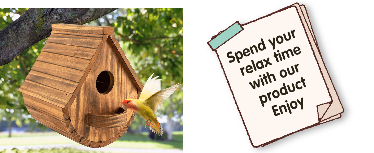 Будинок для птахів з сосни, підвісний, для садових птахів, стійкий до погодних умов, ідеальне житло для синиць, шпаків та інших диких птахів