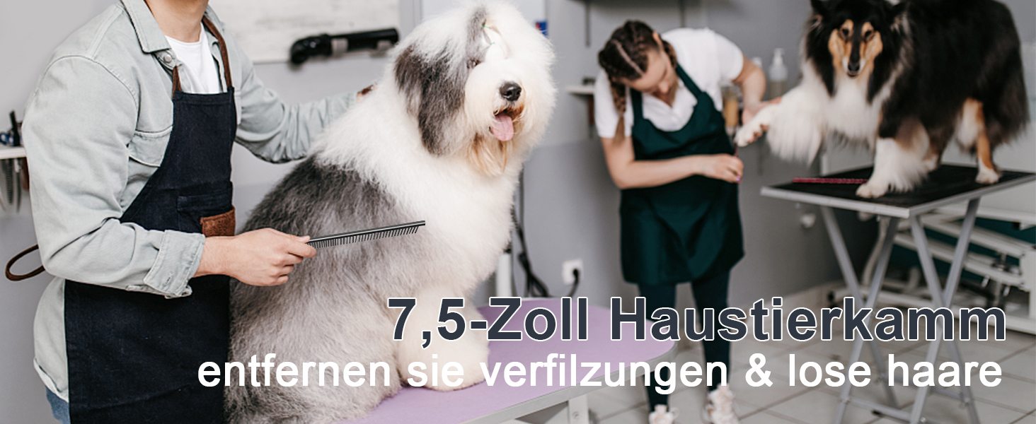 Набір професійних ножиць для грумінгу собак CIICII 10-в-1 з безпечними закругленими кінцями (для собак, котів, тварин). Підходить для стрижки, прорізування та формування шерсті. Срібно-чорний колір.