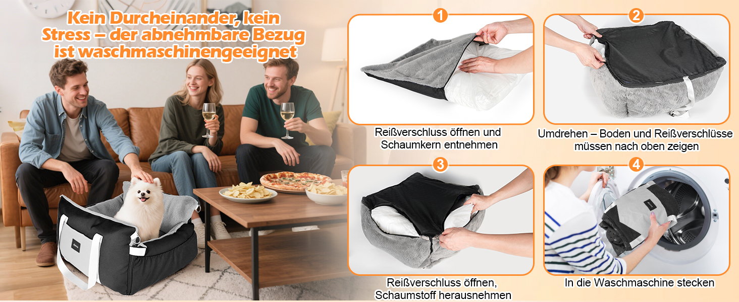 Автомобільний лежак для собак 3-в-1 – переносна лежанка для маленьких собак, з розкладною поверхнею, м'яким матрацом, для переднього та заднього сидіння, чорний