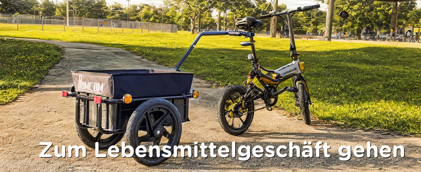 Причіп для велосипеда HOMCOM з тентом, вантажопідйомність до 40 кг, 144 x 59 x 80 см