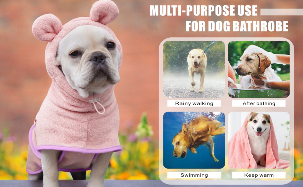 Рушник для собак Mosucoirl: швидковисихаючий, з капюшоном, з мікрофібри, рожевий