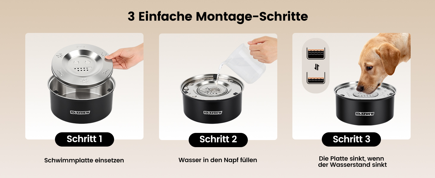 Миска для собак IDOGCHEW 3L з нержавіючої сталі, проти проливання, з антиковзним дном, чорна