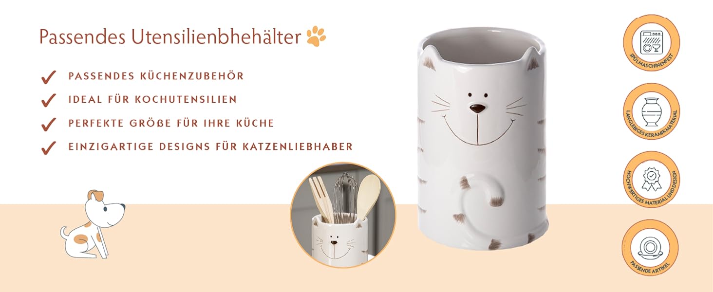 Набір керамічних контейнерів для зберігання Spotted Dog Gift Company, 2 шт. з кришкою, котячий дизайн, куховий декор, подарунок для любителів котів